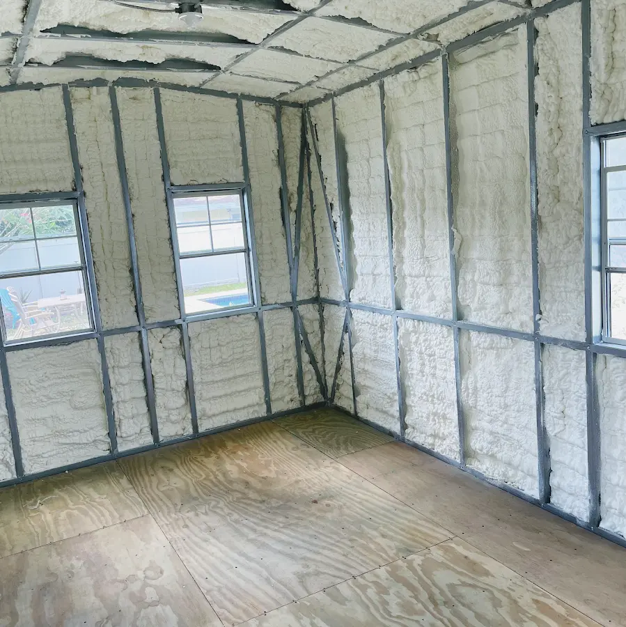 Closed-cell spray foam insulation applied to wall cavities in a residential project in Santa Maria